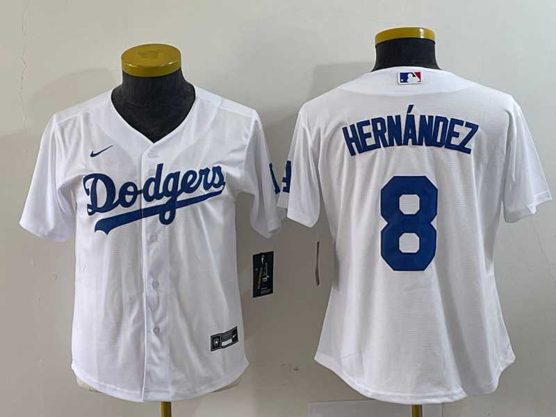 Womens Los Angeles Dodgers #8 Kike Hernandez White Stitched Cool Base Nike Jersey->mlb womens jerseys->MLB Jersey